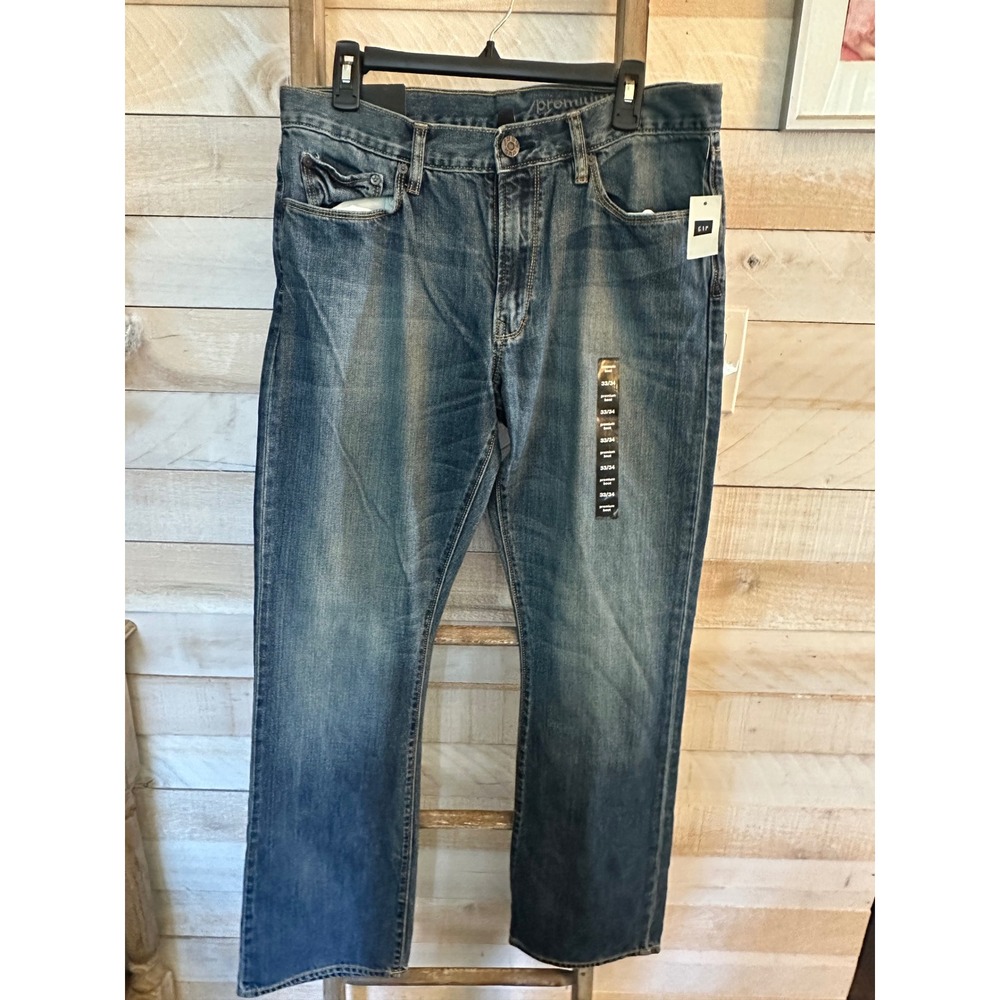 Gap Premium Bootcut Jeans Mens 33x34 Medium Wash Low Rise Denim Pants NWT